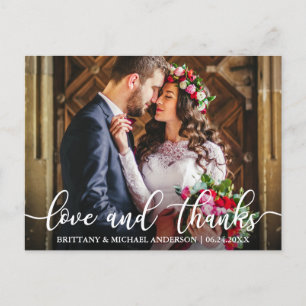 Carte Postale Photo de remerciement de mariage d'amour et de gra