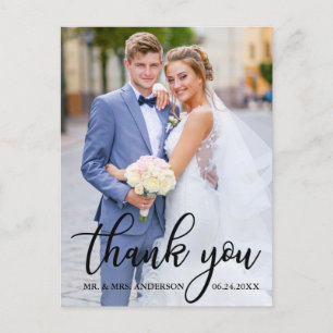 Carte Postale Photo de remerciement de mariage élégant moderne p