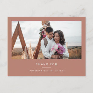 Carte Postale Photo de remerciement de mariage simple et minimal