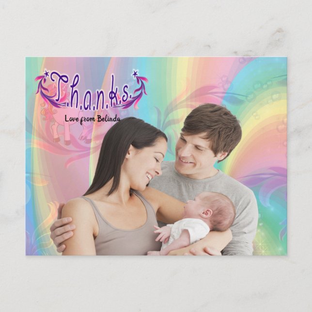 Carte postale photo de remerciement pour bébé fill (Devant)