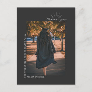 Carte Postale Photo de remise de diplôme ligne grise art merci