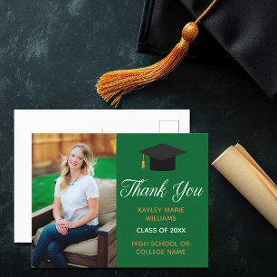 Carte Postale Photo de remise des diplômes verte personnalisée p