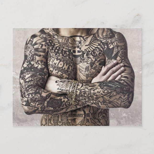 Carte Postale Photo de tatouage corporel masculin (Devant)