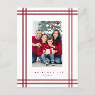 Carte Postale Photo de vacances avec cadre à rayures de Noël