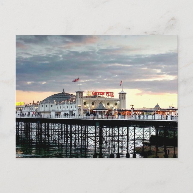 Carte Postale Photo du coucher de soleil de Brighton Pier (Devant)