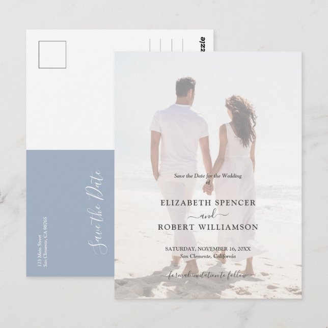 Carte Postale Photo du Mariage budgétaire Enregistrer la date (Devant / Derrière)