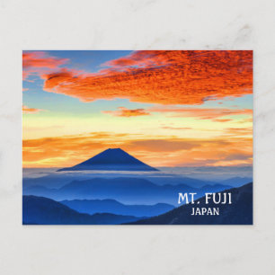 Carte Postale Photo du volcan Mont Fuji Japon au coucher du sole