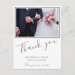 Carte Postale Photo Élégant Merci Mariage Photo Personnalisé
