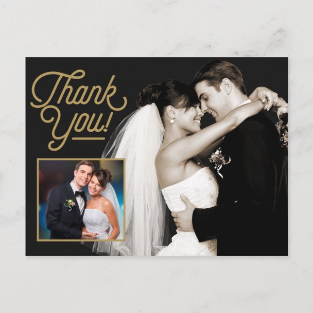 Carte Postale Photo élégante de remerciement de mariage (Devant)