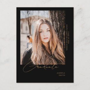 Carte Postale Photo en mouvement Faire-part de graduation noire