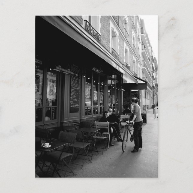 Carte Postale Photo en noir et blanc de Street Café à Paris (Devant)