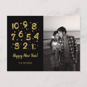Carte postale photo Faux Gold Foil Compte à rebour