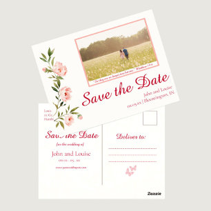 Carte Postale Photo Floral Sauvez la date Mariage chrétien