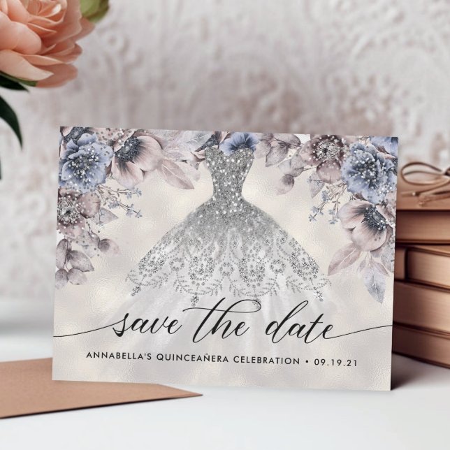Carte Postale Photo Florale Branchée Quinceañera Enregistrer La  (Créateur téléchargé)