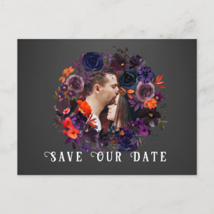 Carte Postale Photo gothique moderne Floral Mariage Enregistrer