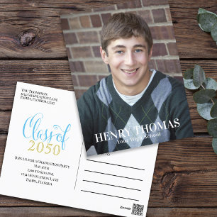 Carte Postale Photo Gradué Moderne Simple Minimaliste Or Bleu