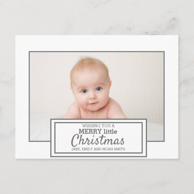 Carte Postale Photo gris blanc moderne Joyeux Petit Noël (Devant)