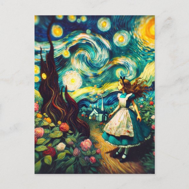 Carte Postale Photo lomographique Alice dans la nuit étoilée (Devant)