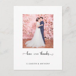 Carte Postale Photo Love and Thanks Elegant Script Chic Wedding