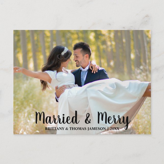 Carte postale photo Mariage marié et joyeux (Devant)