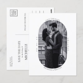 Carte Postale Photo Mariage noir et blanc minimum Enregistrer la