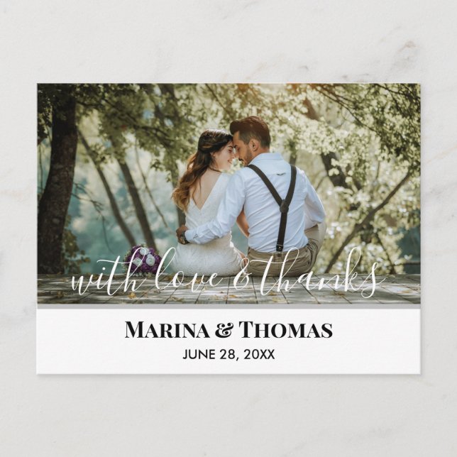 Carte Postale Photo Mariage Personnalisée Avec Calligraphie Mode (Devant)