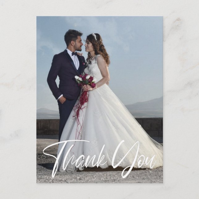 Carte Postale Photo Mariage simple Ajouter votre Merci de voeux (Devant)