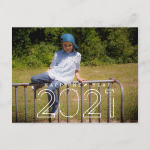 Carte Postale Photo minimal 2021 Nouvel An Enfants