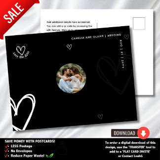 Carte Postale PHOTO MINIMALE Enregistrer la date - Black Quality