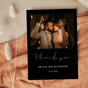Carte Postale Photo minimaliste de Merci mariage manuscrit
