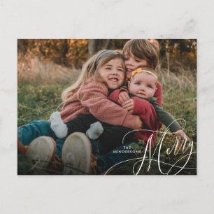 Carte Postale Photo minimaliste Joyeux Script de vacances