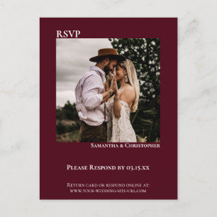 Carte Postale Photo minimaliste Mariage Bourgogne moderne RSVP
