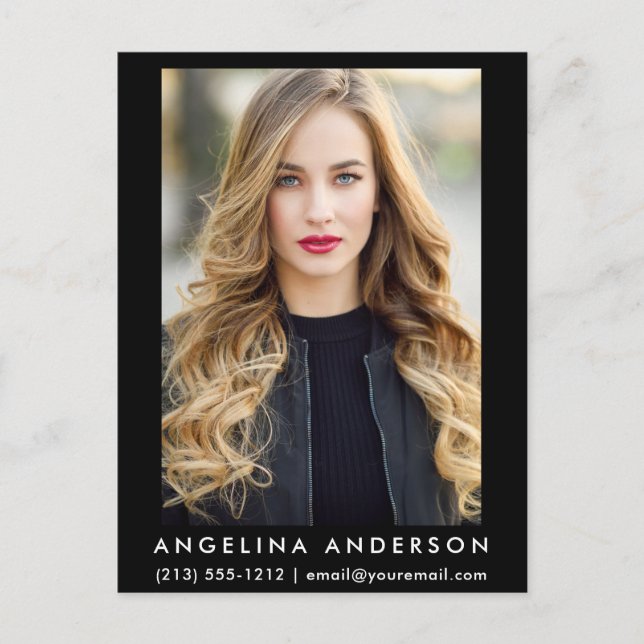 Carte postale photo modèle acteur - Noir (Devant)