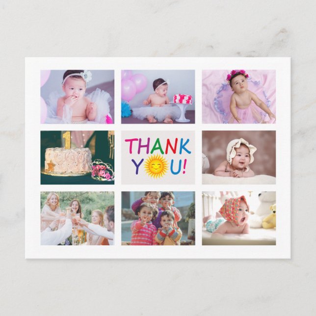Carte Postale Photo moderne Collage Anniversaire de enfant Merci (Devant)