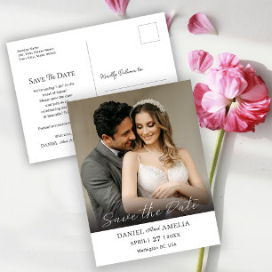 Carte Postale Photo moderne en gras Mariage Enregistrer La Dat