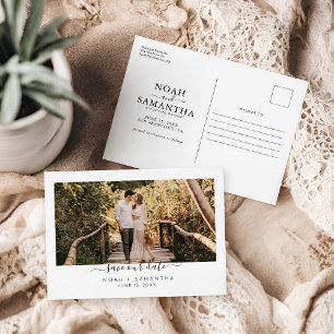 Carte Postale Photo moderne Enregistrer la date Mariage minimali
