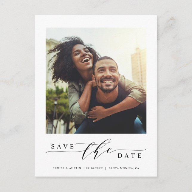 Carte Postale Photo moderne et simple Enregistrer la date (Devant)