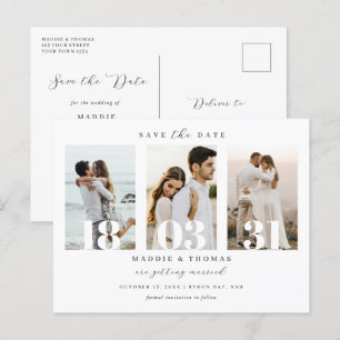 Carte Postale Photo moderne minimaliste Enregistrer la date Invi