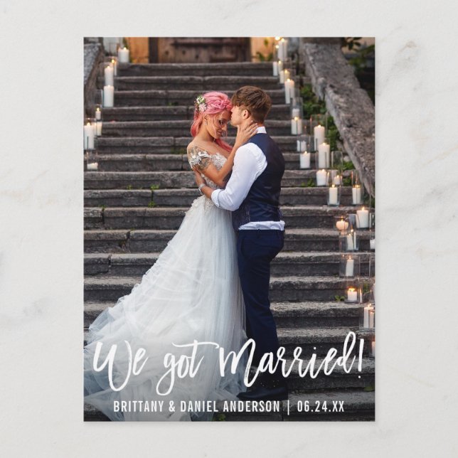 Carte Postale Photo Moderne Nous Avons Été Mariés Script De Brèv (Devant)