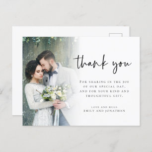 Carte Postale Photo moderne Script Mariage Merci de vacances