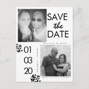 Carte Postale Photo Noir Blanc Save The Dates Papillon