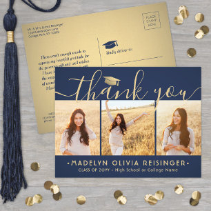 Carte Postale Photo Nouvelle Adresse Marine & Gold Graduation Me
