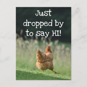 Carte Postale Photo personnalisé d'un poulet drôle disant bonjou
