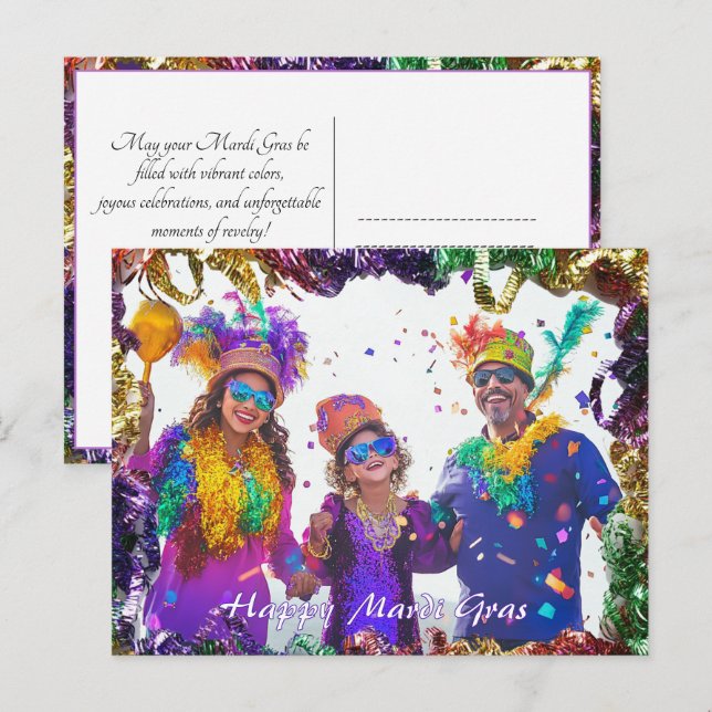 Carte Postale Photo personnalisé💚💜💛 Souvenirs de Mardi Gras (Devant / Derrière)