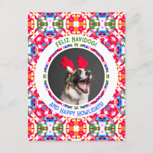 Carte Postale Photo personnalisée Chien de Noël Maman Maman Papa