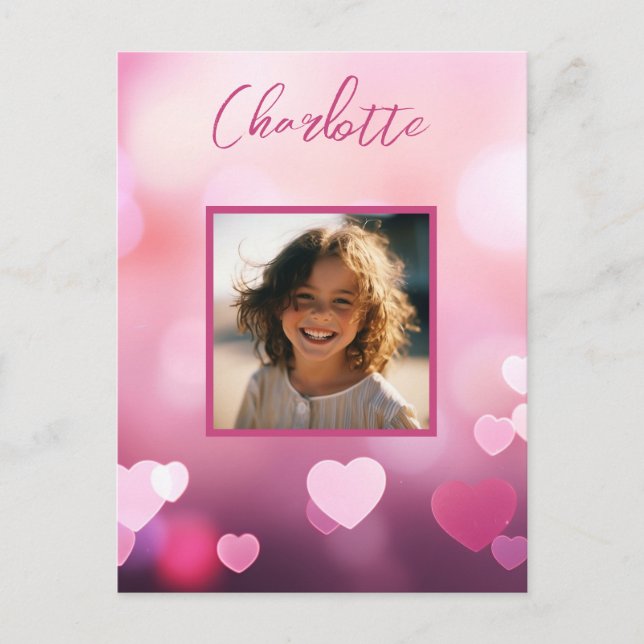 Carte Postale Photo personnalisée de la Saint Valentin et nom pe (Devant)