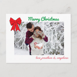 Carte Postale Photo personnalisée de Noël Bow & Deer