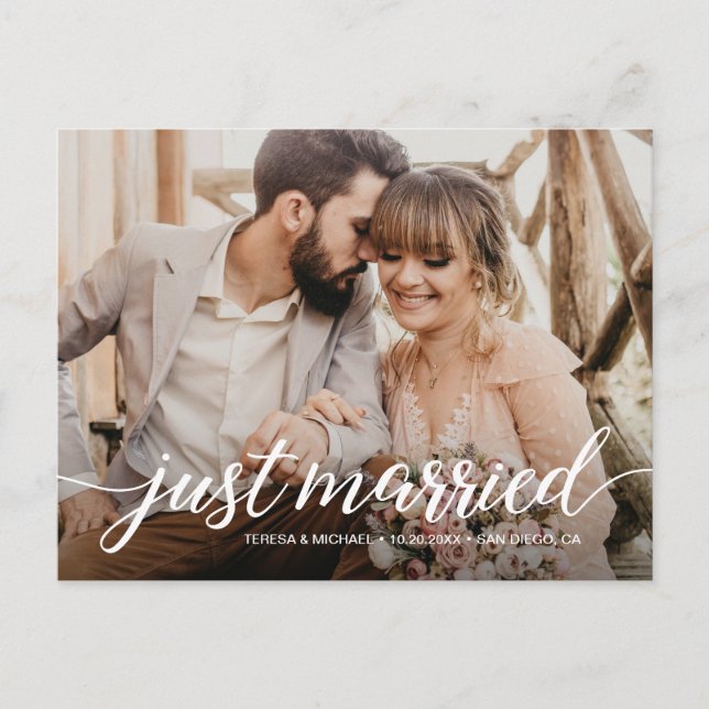 Carte Postale Photo personnalisée Elopement "juste marié" Postca (Devant)
