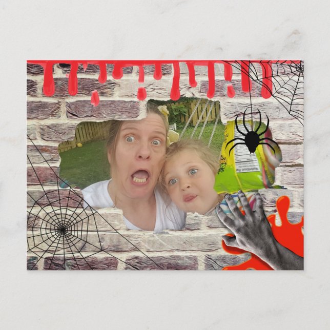 Carte Postale Photo personnalisée Halloween piégée derrière le m (Devant)