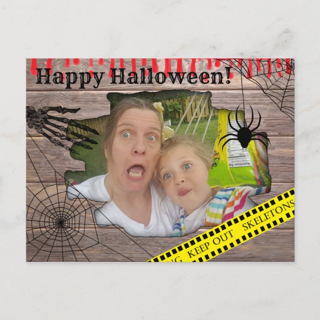 Carte Postale Photo personnalisée Halloween piégée derrière le m (Devant)